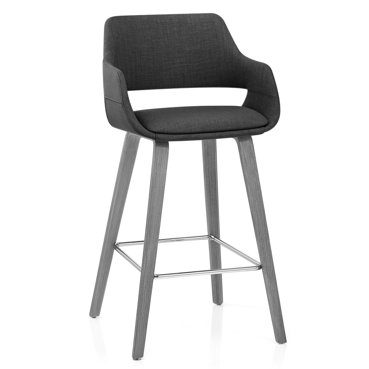 Taburete Tela Madera - Nappa Gris Oscuro