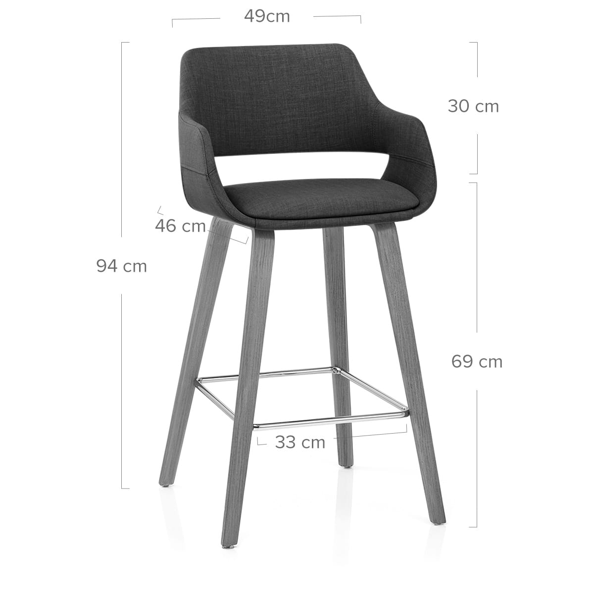 Taburete Tela Madera - Nappa Gris Oscuro