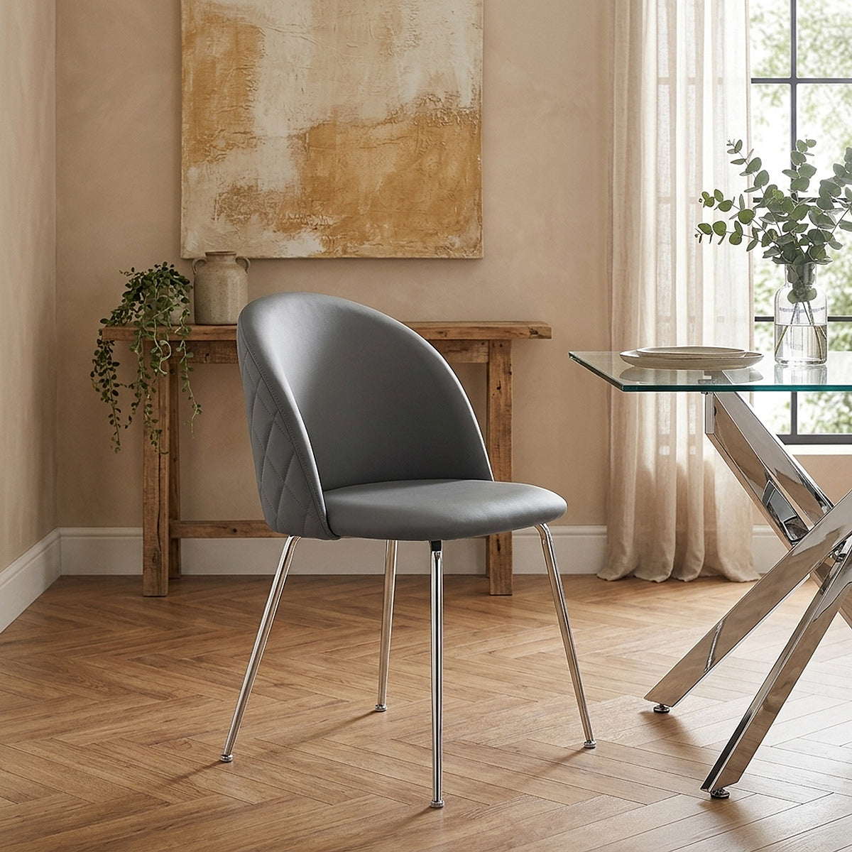 Silla Polipiel Cromo - Novello Gris Oscuro