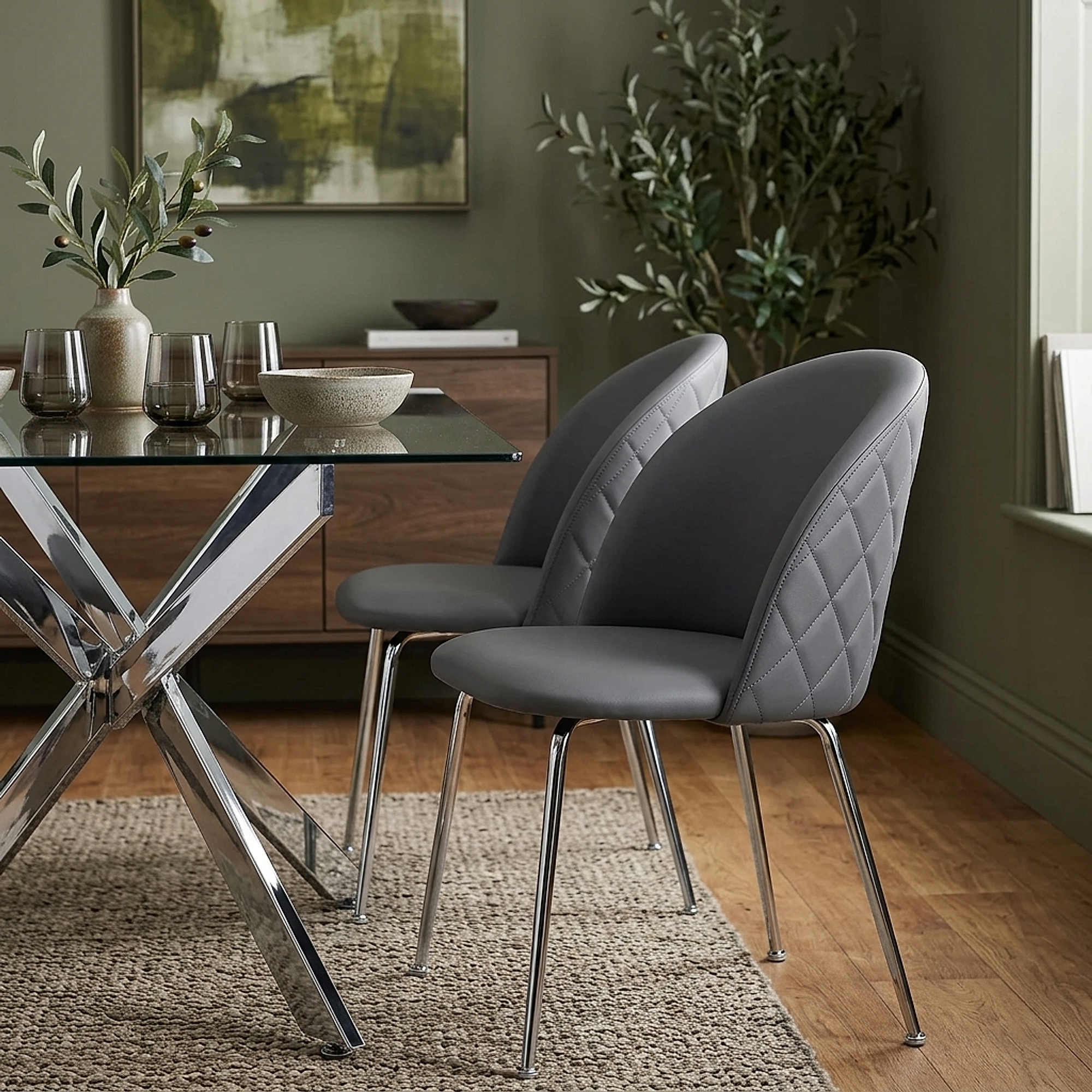 Silla Polipiel Cromo - Novello Gris Oscuro