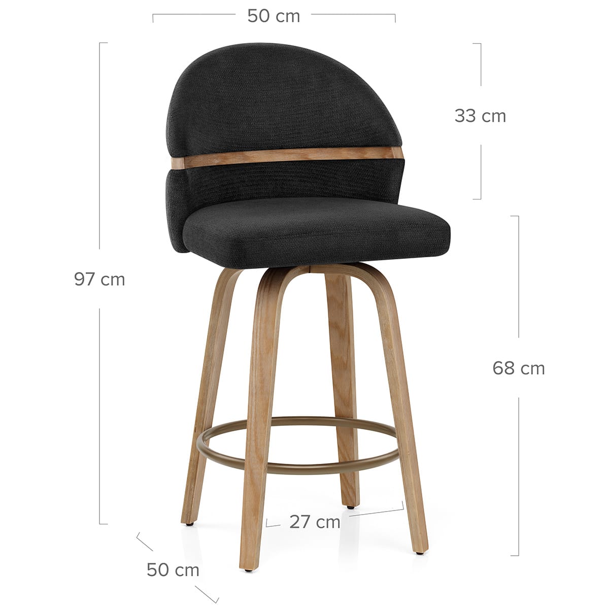 Taburete Madera Tela  - Odessa Negro