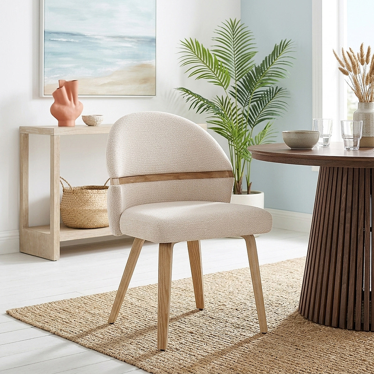 Silla Tela Roble - Odessa Crema