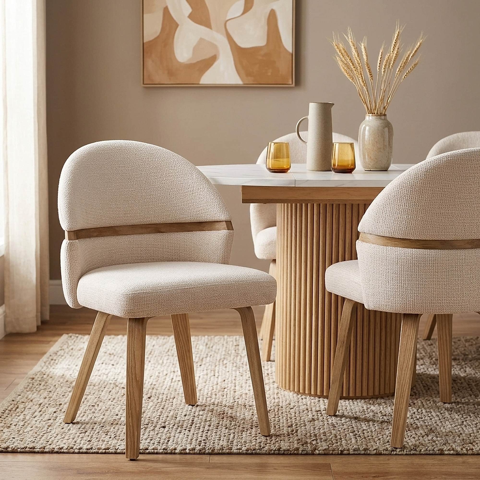 Silla Tela Roble - Odessa Crema