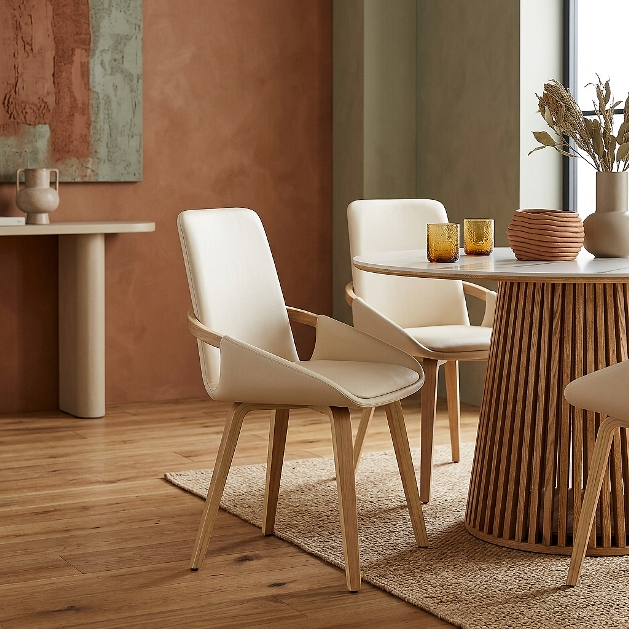 Silla Polipiel Madera - Ohio Crema