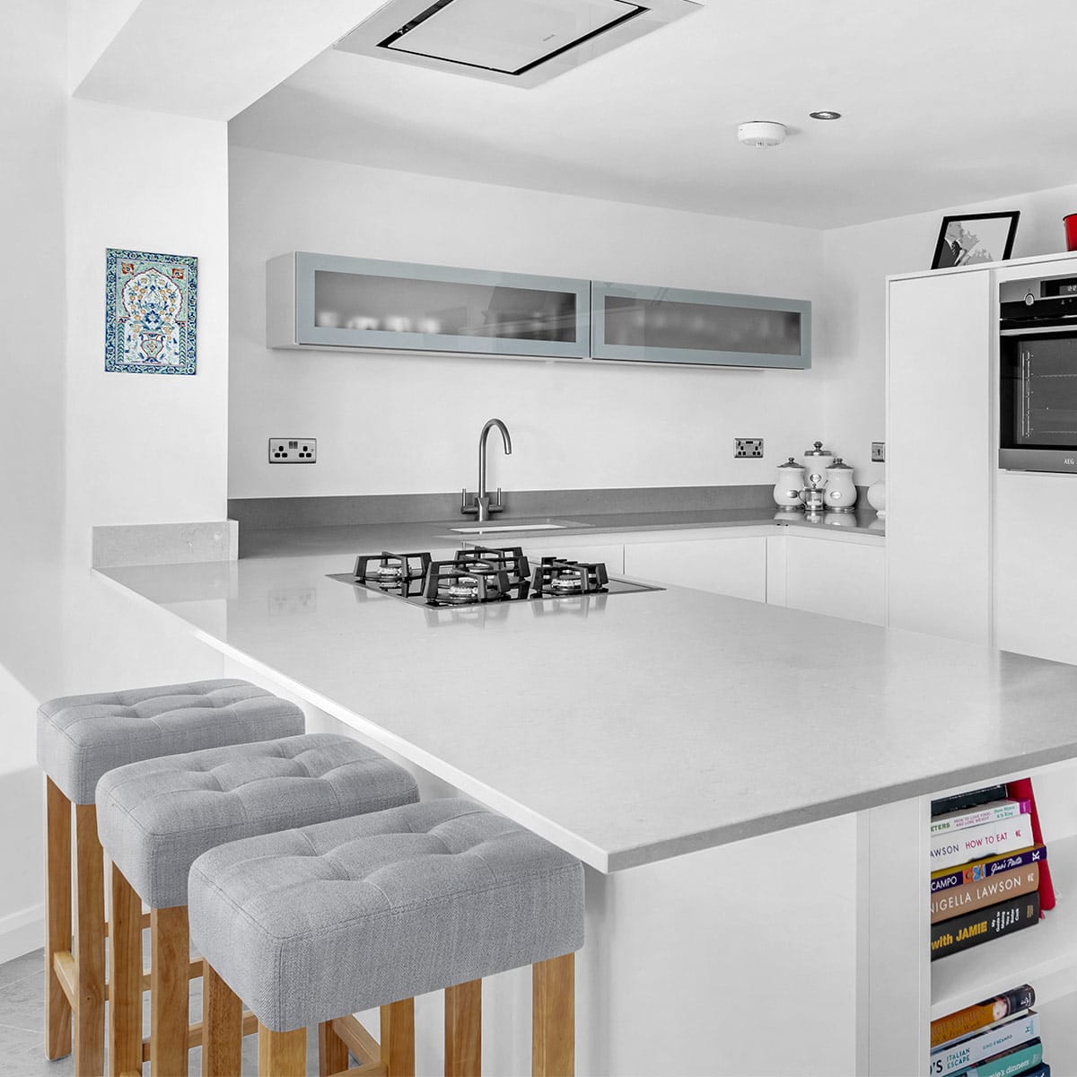 Banqueta Tela Roble - Oliver Gris