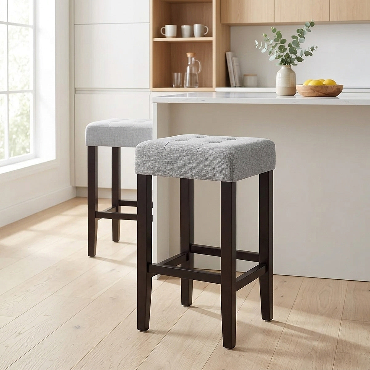 Banqueta Tela Madera - Oliver Gris