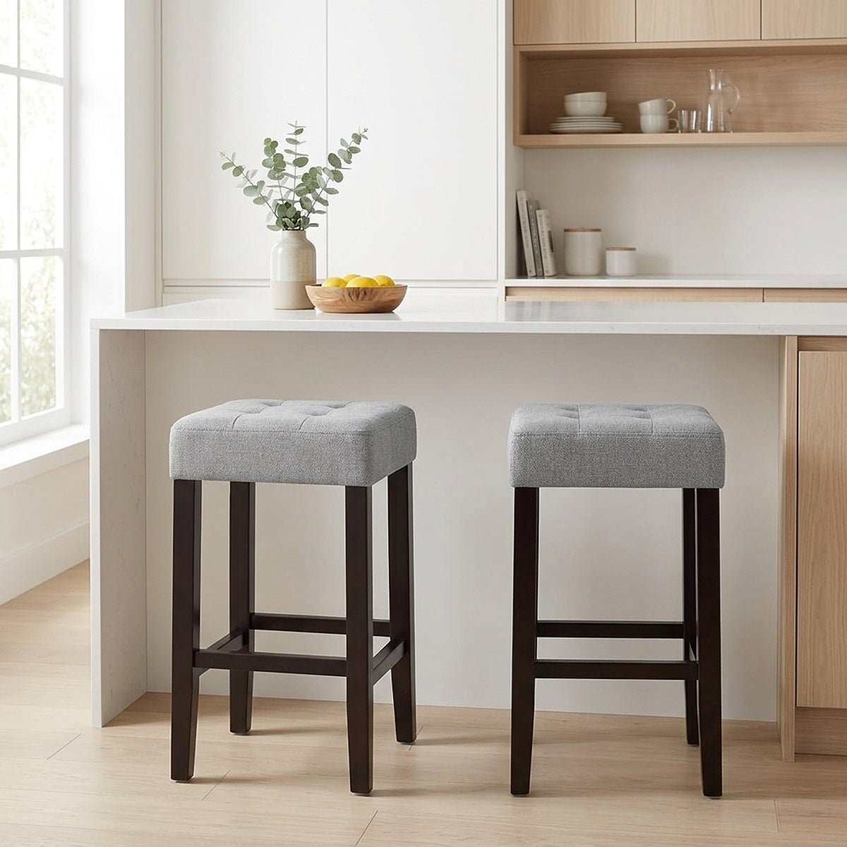 Banqueta Tela Madera - Oliver Gris