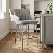 Taburete Tela Cromo - Orion Gris