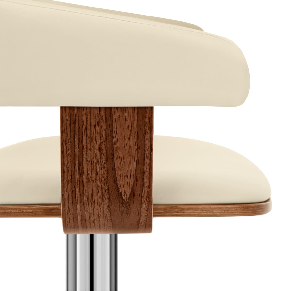 Taburete Madera Cromo - Orlando Crema