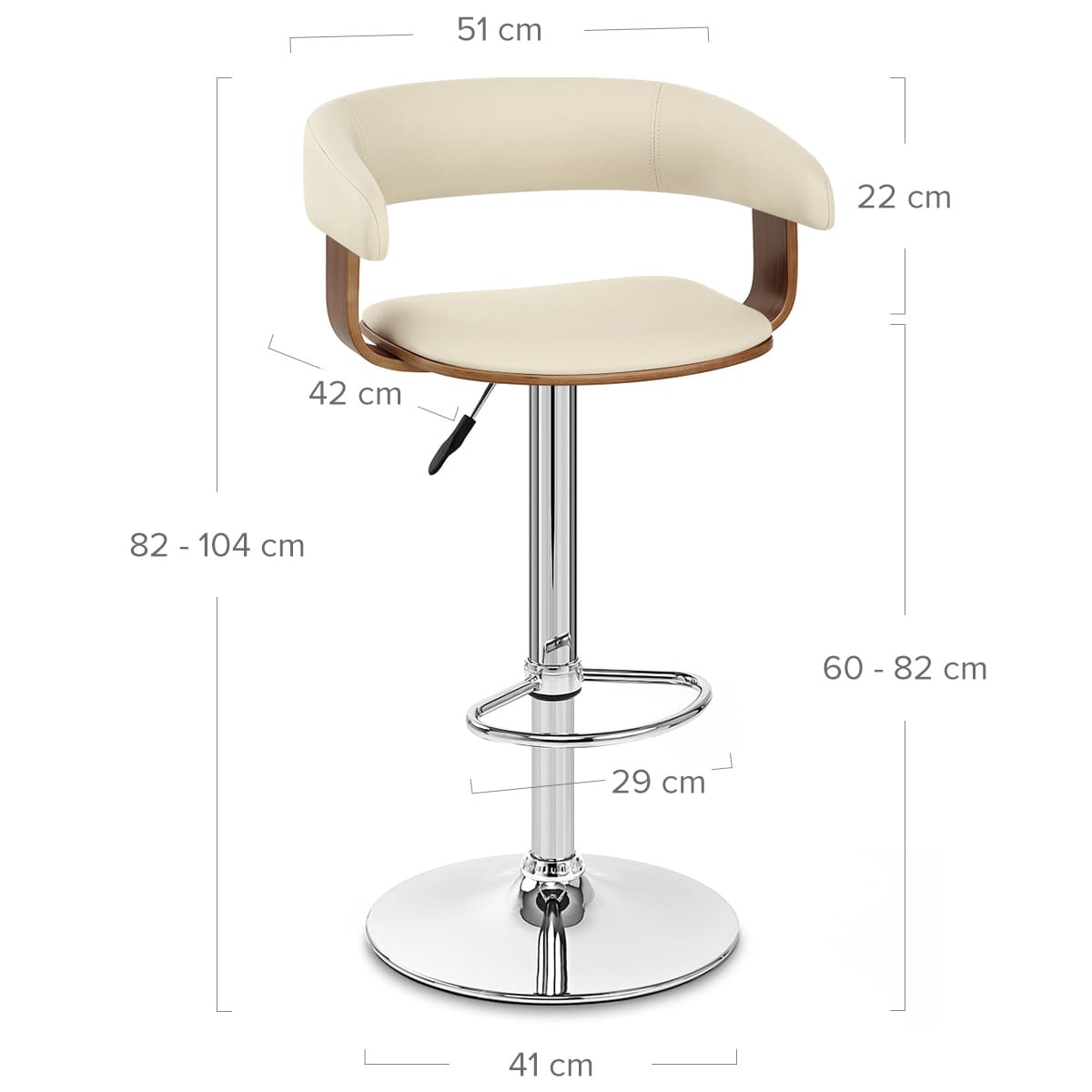 Taburete Madera Cromo - Orlando Crema