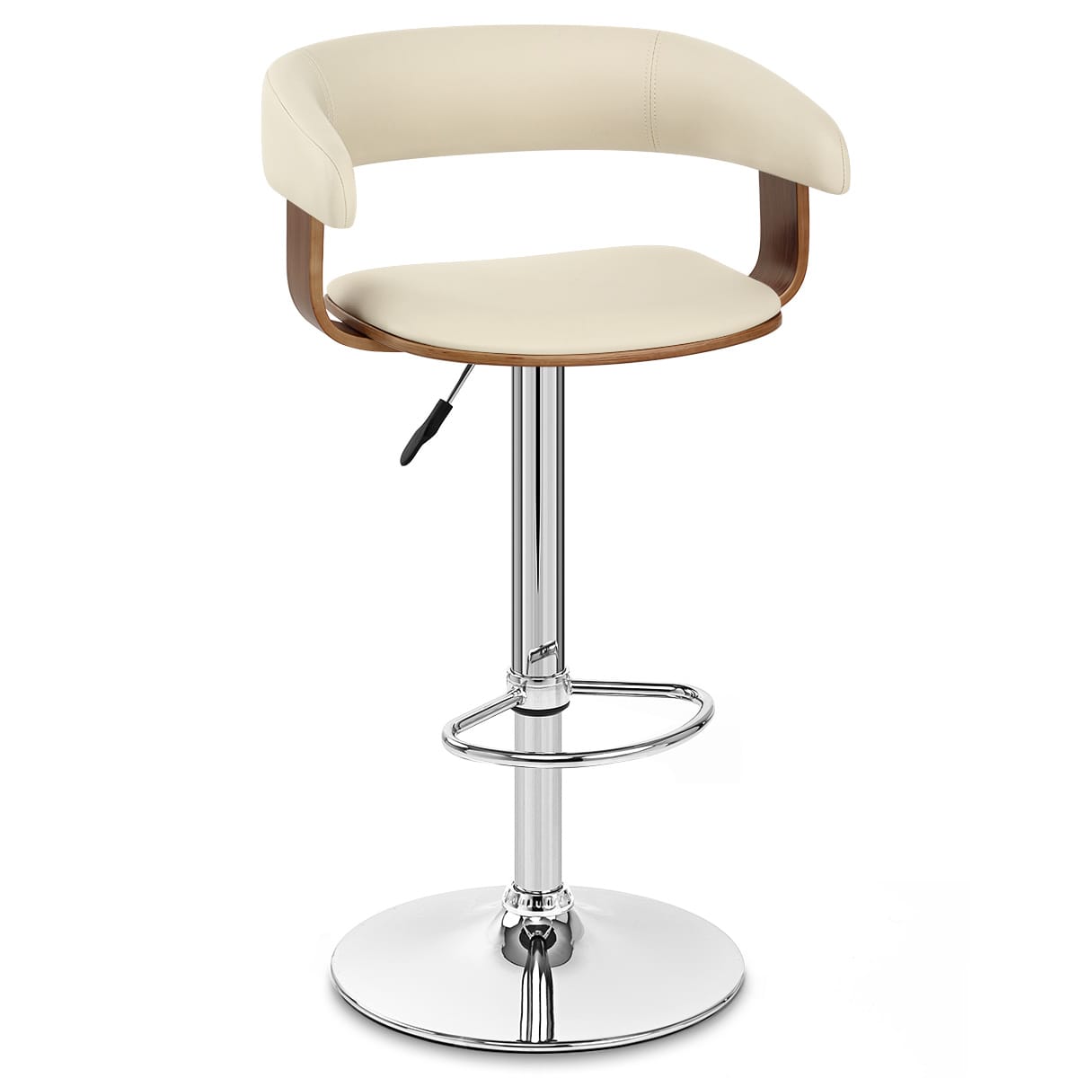 Taburete Madera Cromo - Orlando Crema