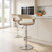 Taburete Madera Cromo - Orlando Crema