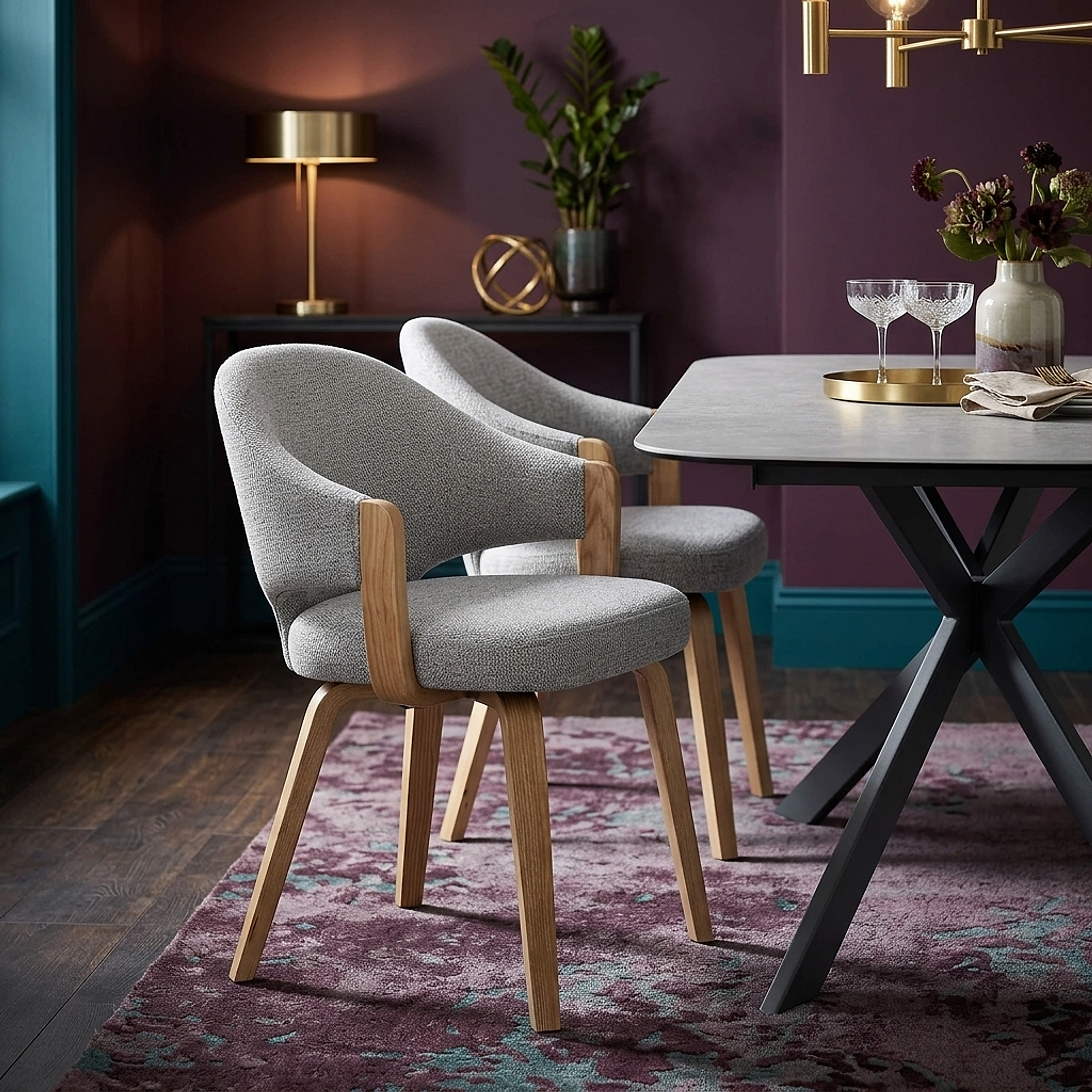 Silla Tela Roble - Otto Gris