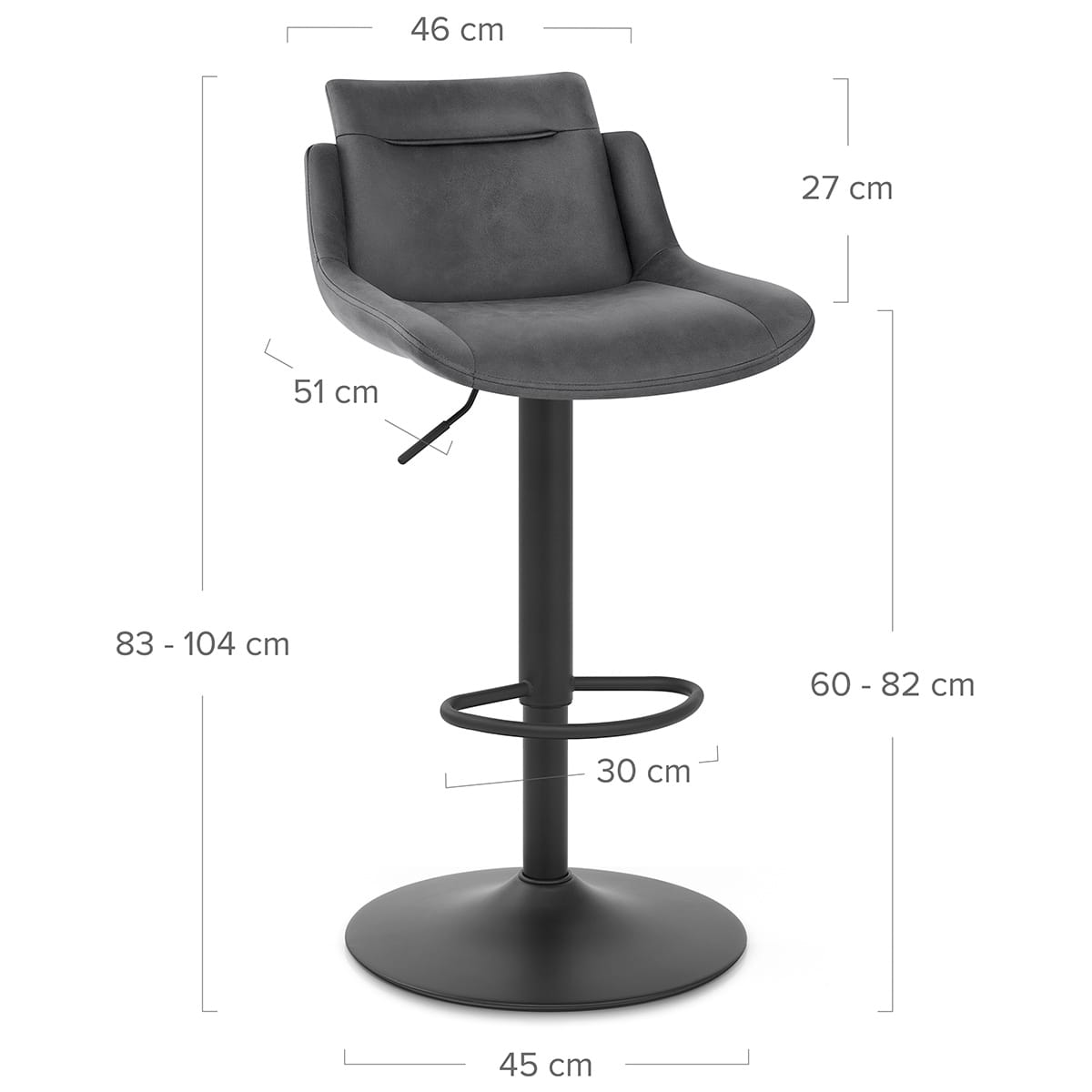 Taburete Cuero Sintético - Pablo Gris