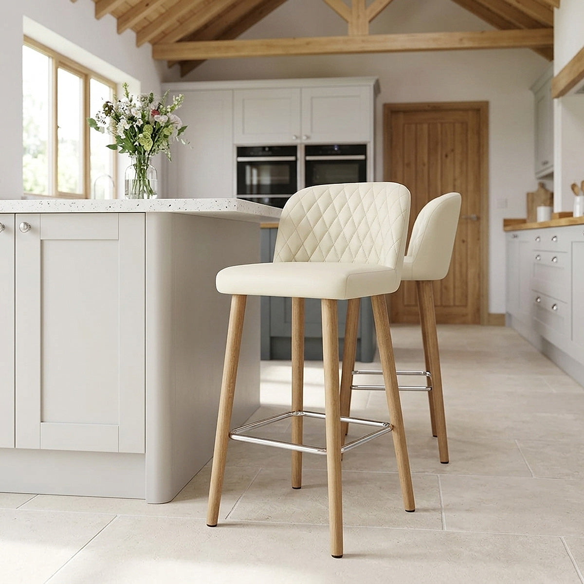 Taburete Madera - Pacific Crema