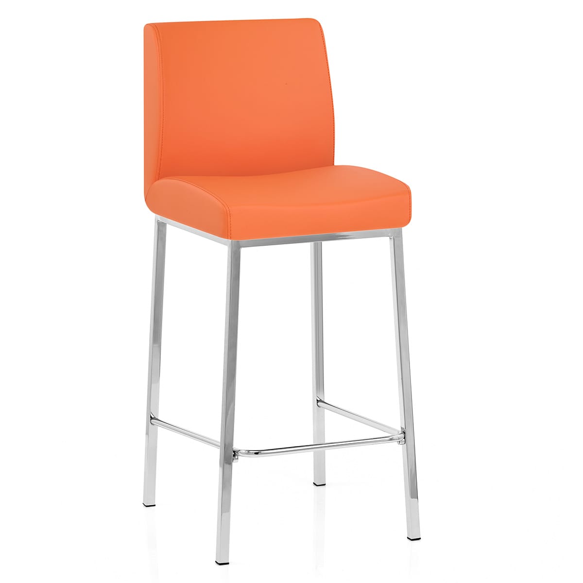 Taburete Polipiel Cromo - Pacino Naranja