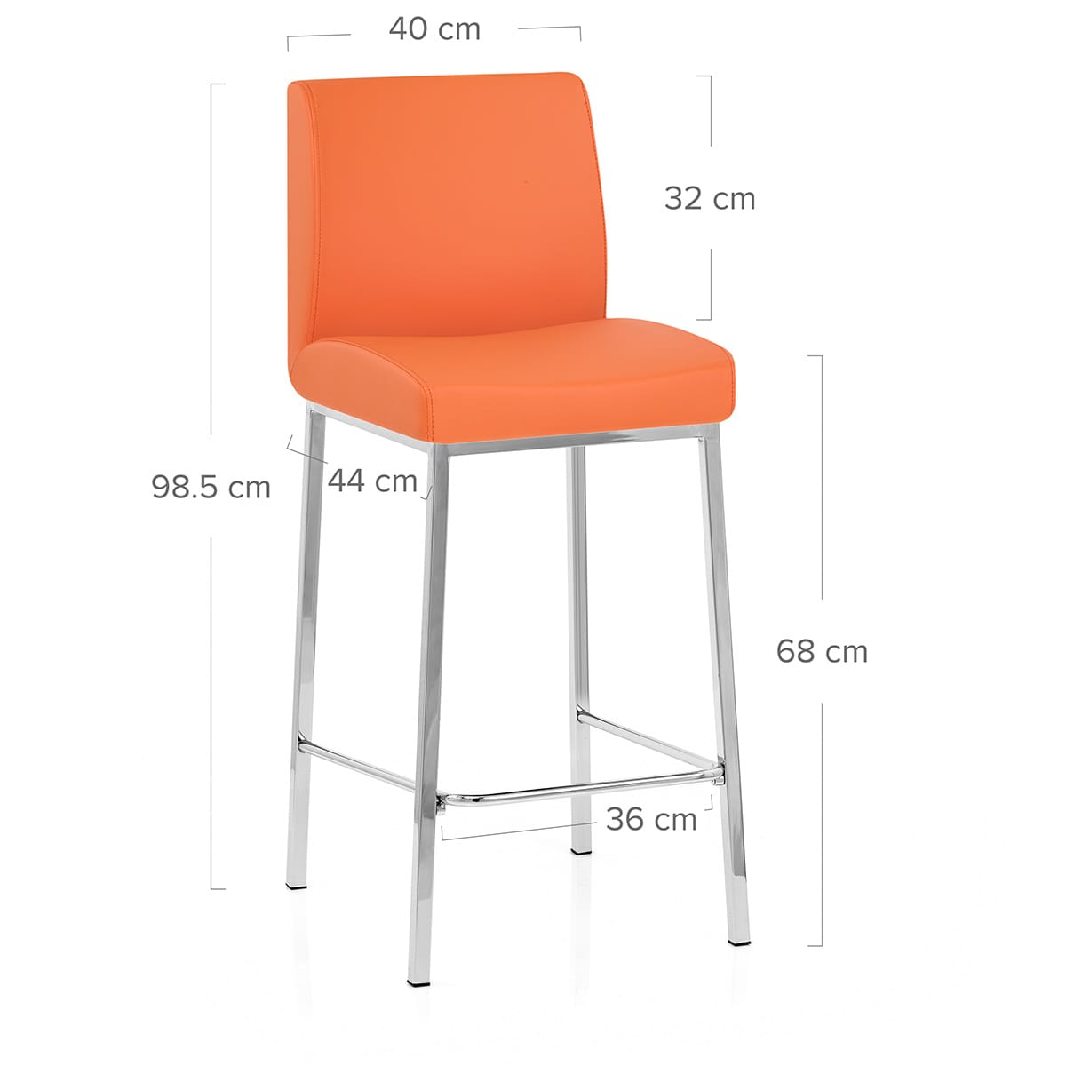 Taburete Polipiel Cromo - Pacino Naranja