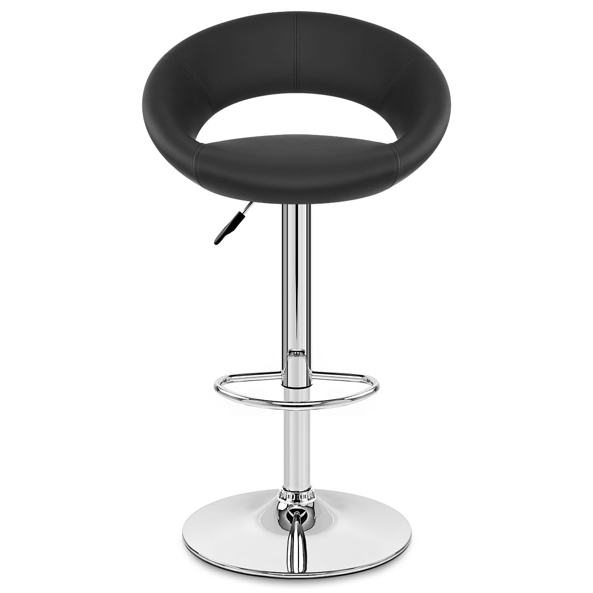 Taburete Polipiel Cromo - Creciente Acolchado Negro