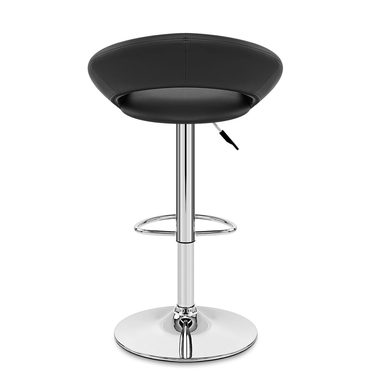 Taburete Polipiel Cromo - Creciente Acolchado Negro