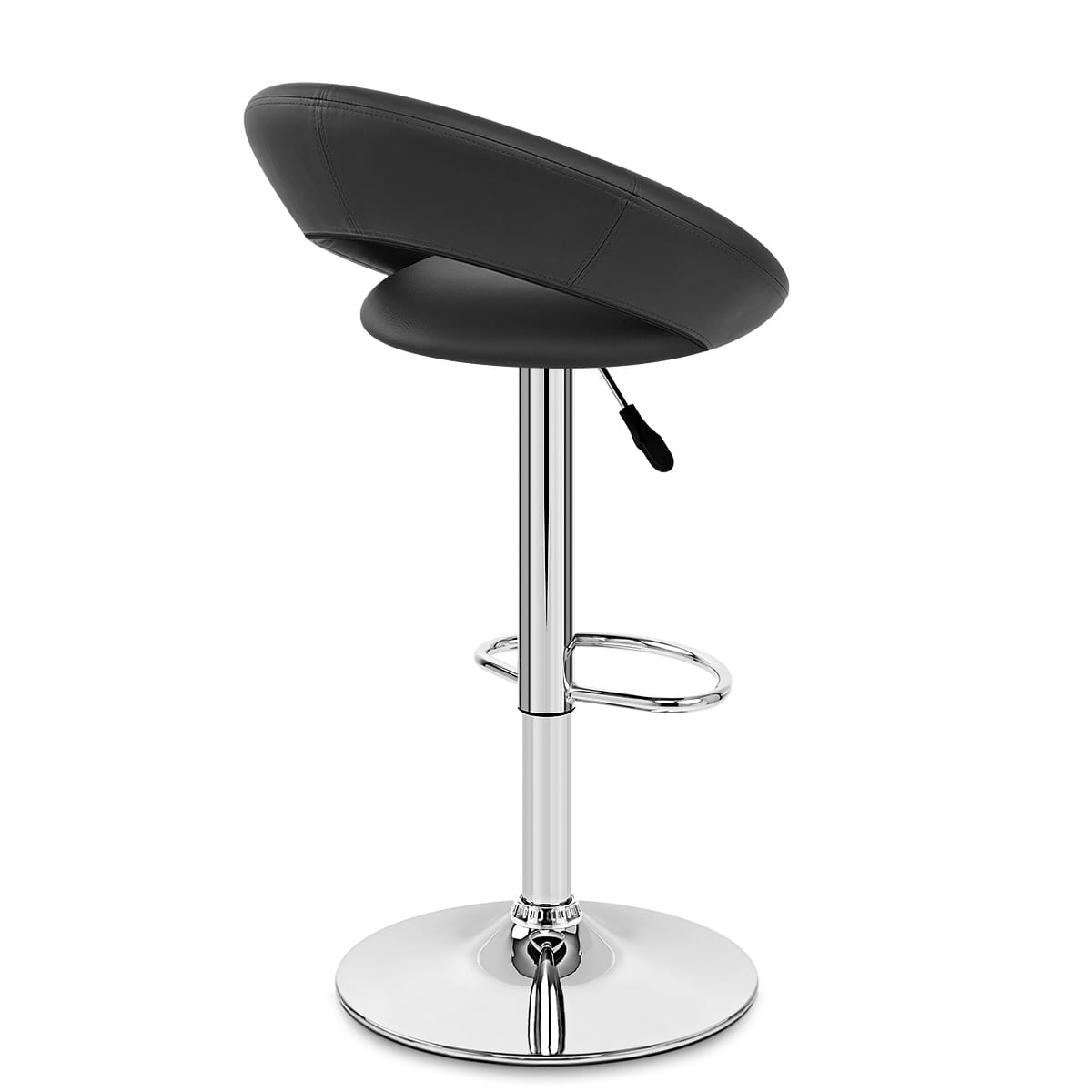 Taburete Polipiel Cromo - Creciente Acolchado Negro