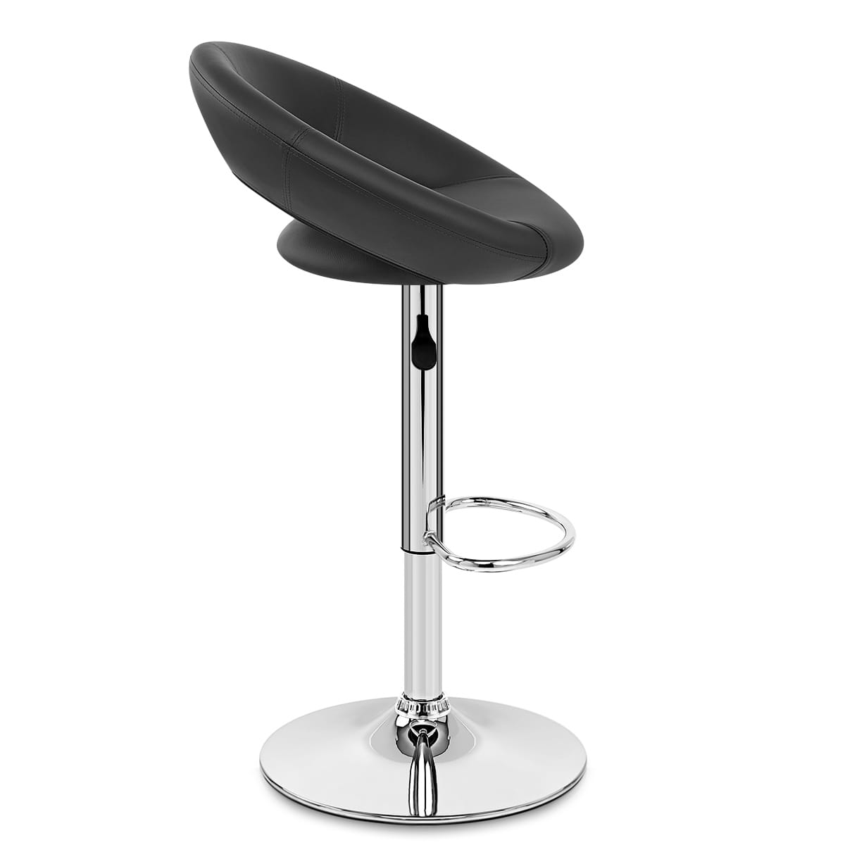 Taburete Polipiel Cromo - Creciente Acolchado Negro