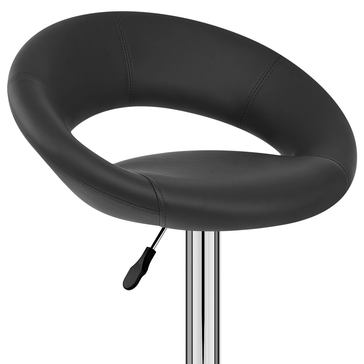 Taburete Polipiel Cromo - Creciente Acolchado Negro
