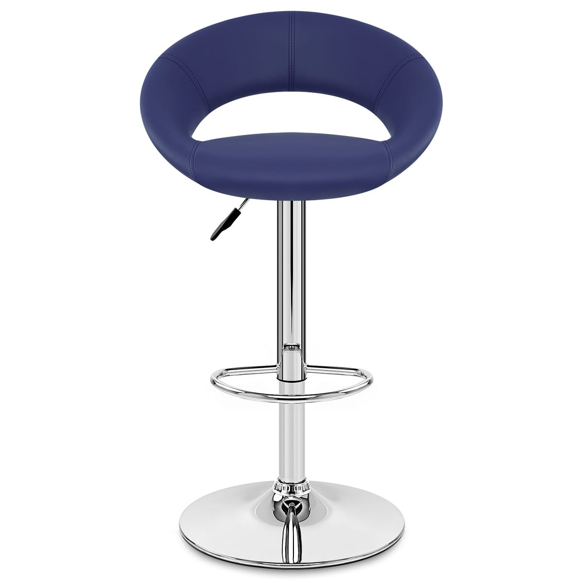 Taburete Polipiel Cromo - Creciente Acolchado Azul