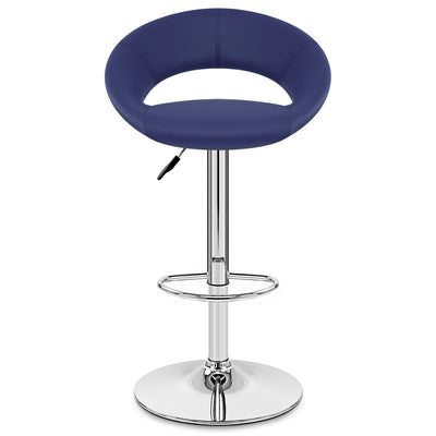 Taburete Polipiel Cromo - Creciente Acolchado Azul