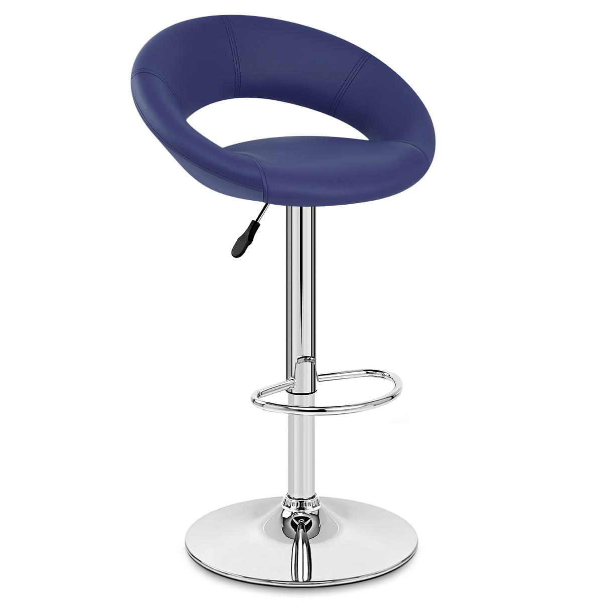 Taburete Polipiel Cromo - Creciente Acolchado Azul