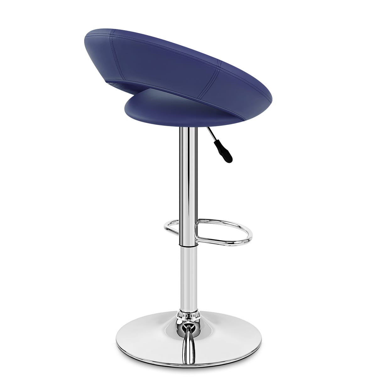 Taburete Polipiel Cromo - Creciente Acolchado Azul