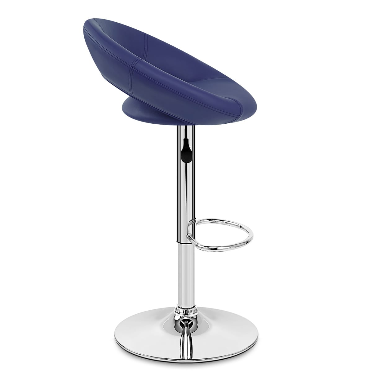 Taburete Polipiel Cromo - Creciente Acolchado Azul