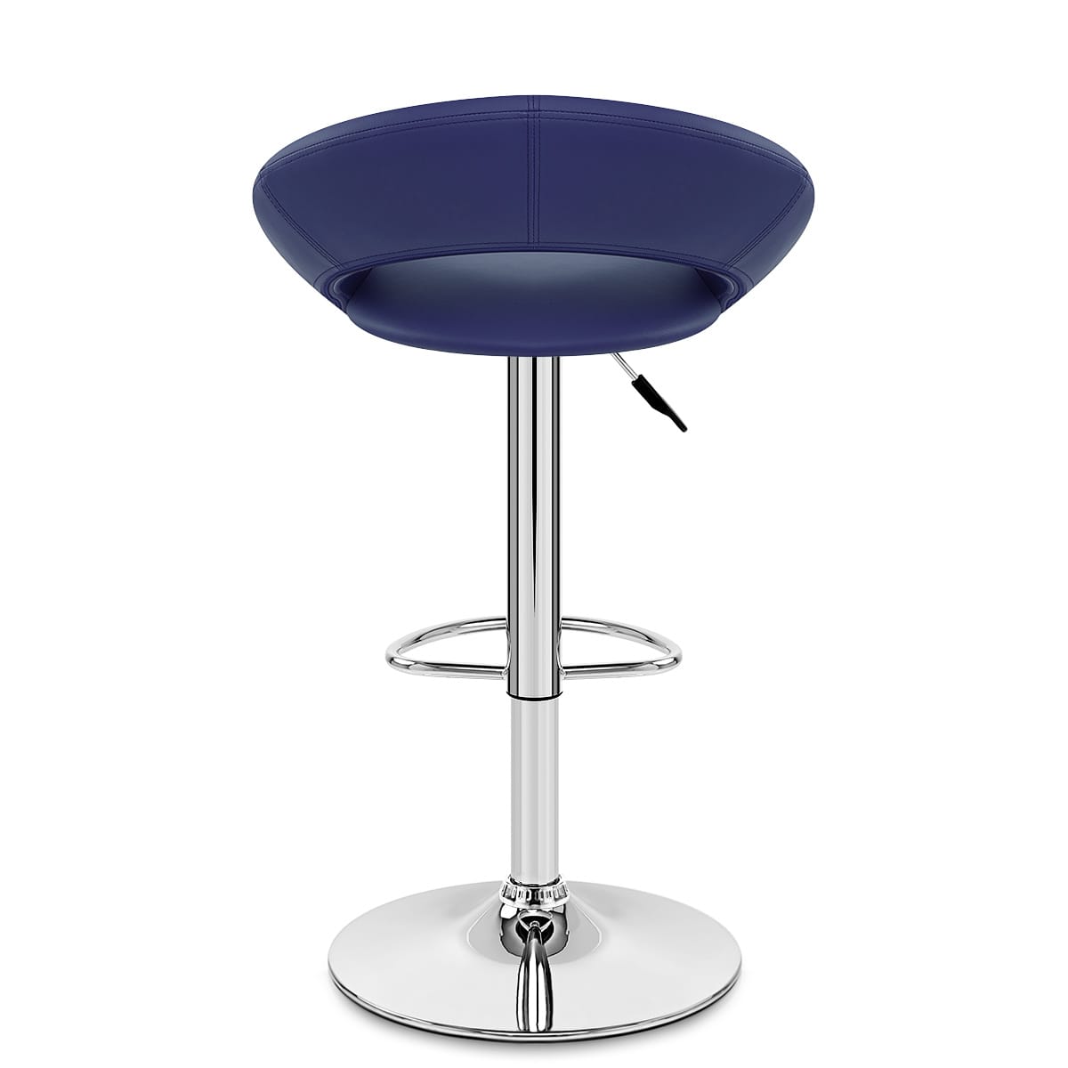 Taburete Polipiel Cromo - Creciente Acolchado Azul
