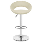 Taburete Polipiel Cromo - Creciente Acolchado Crema