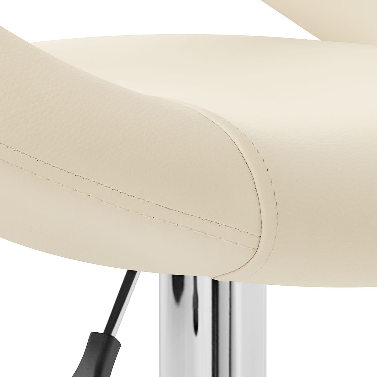 Taburete Polipiel Cromo - Creciente Acolchado Crema