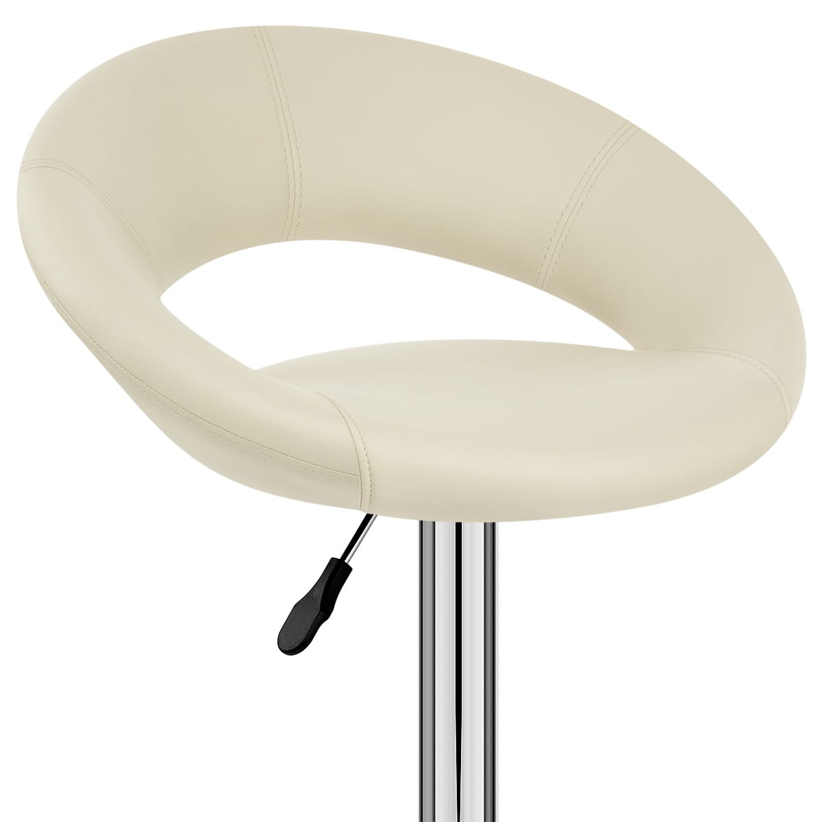 Taburete Polipiel Cromo - Creciente Acolchado Crema