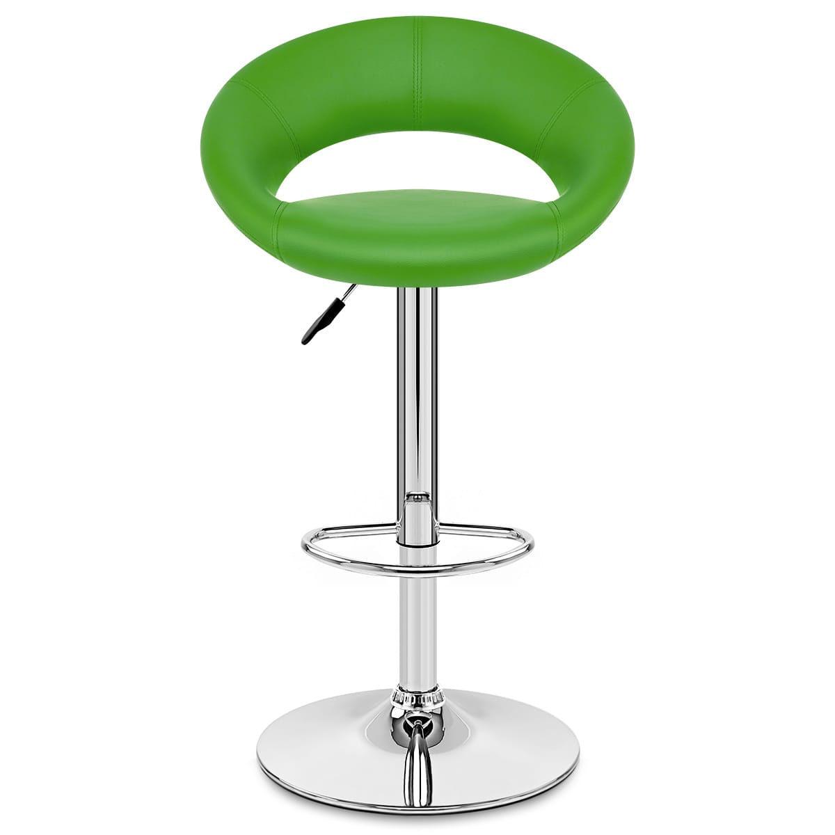 Taburete Polipiel Cromo - Creciente Acolchado Verde