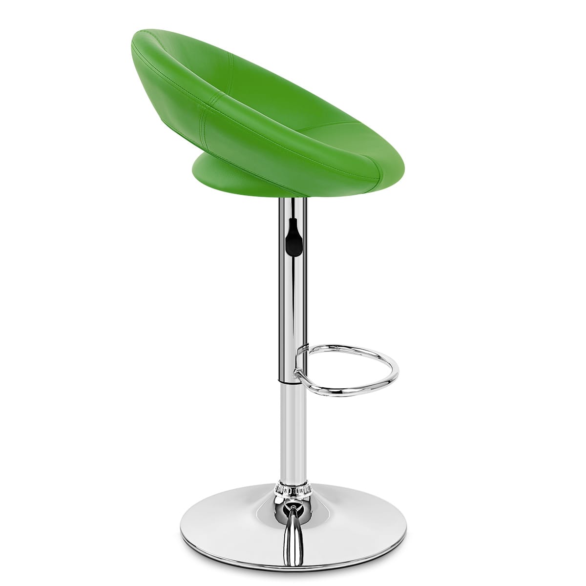 Taburete Polipiel Cromo - Creciente Acolchado Verde