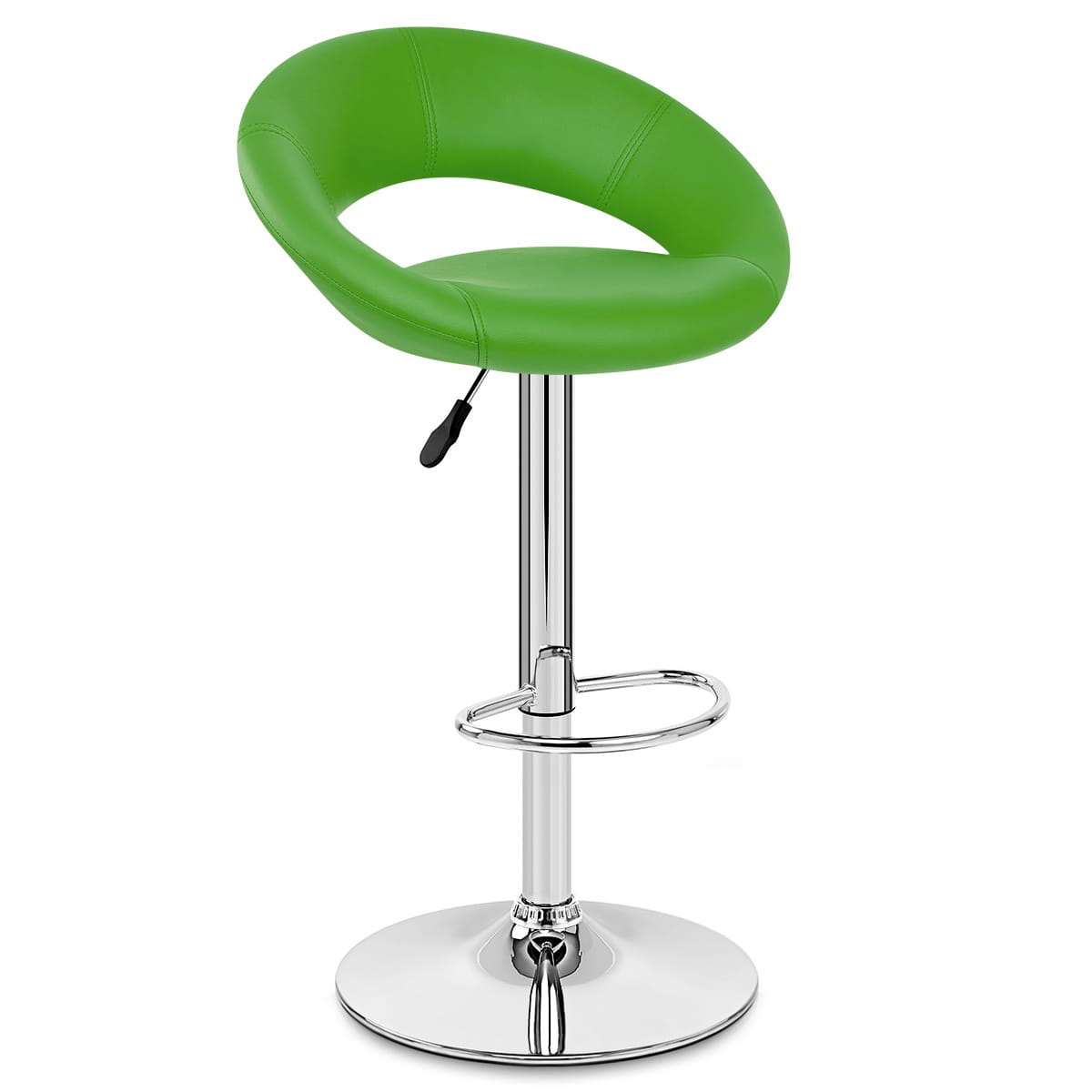 Taburete Polipiel Cromo - Creciente Acolchado Verde