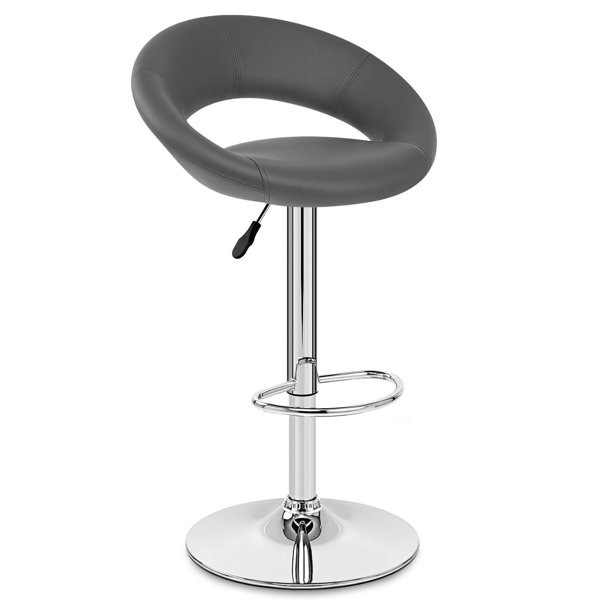 Taburete Polipiel Cromo - Creciente Acolchado Gris