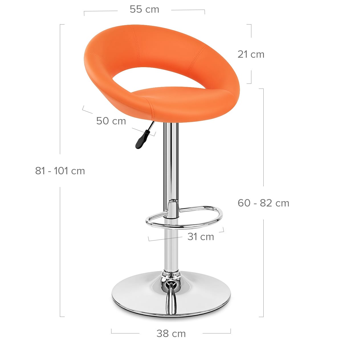 Taburete Polipiel Cromo - Crescent Naranja