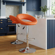 Taburete Polipiel Cromo - Crescent Naranja