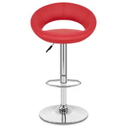 Taburete Polipiel Cromo - Creciente Acolchado Rojo
