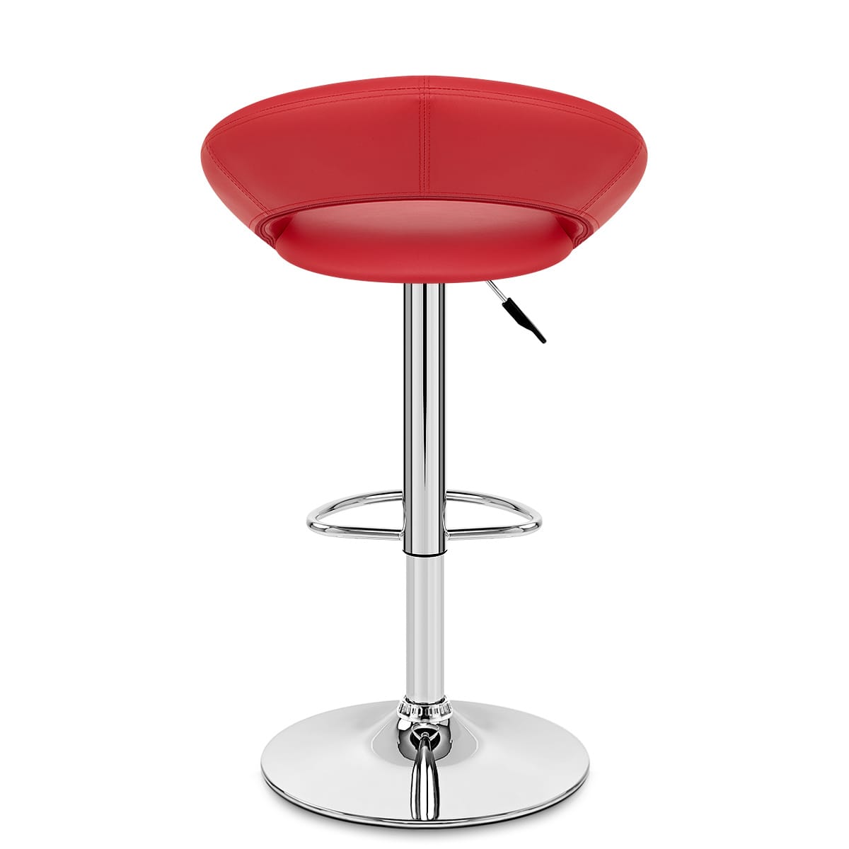 Taburete Polipiel Cromo - Creciente Acolchado Rojo