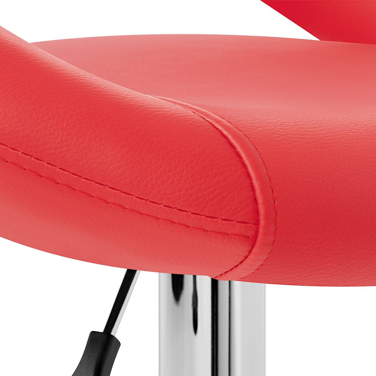 Taburete Polipiel Cromo - Creciente Acolchado Rojo