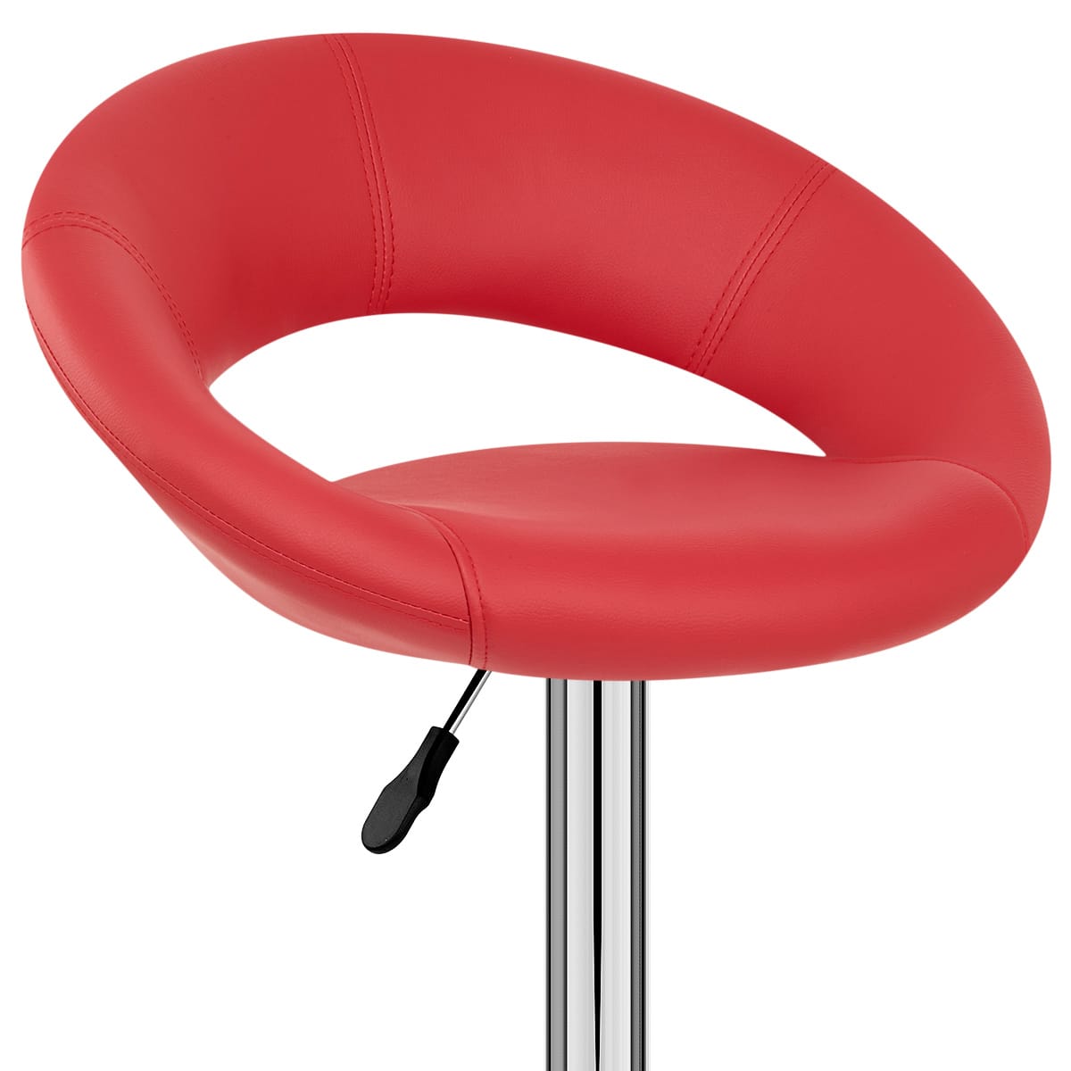 Taburete Polipiel Cromo - Creciente Acolchado Rojo