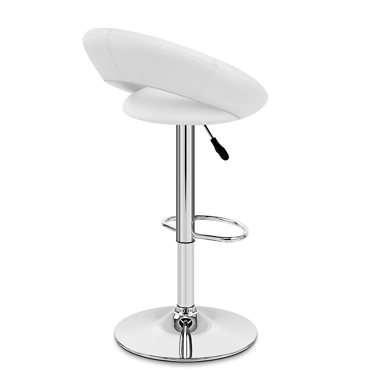 Taburete Polipiel Cromo - Creciente Acolchado Blanco