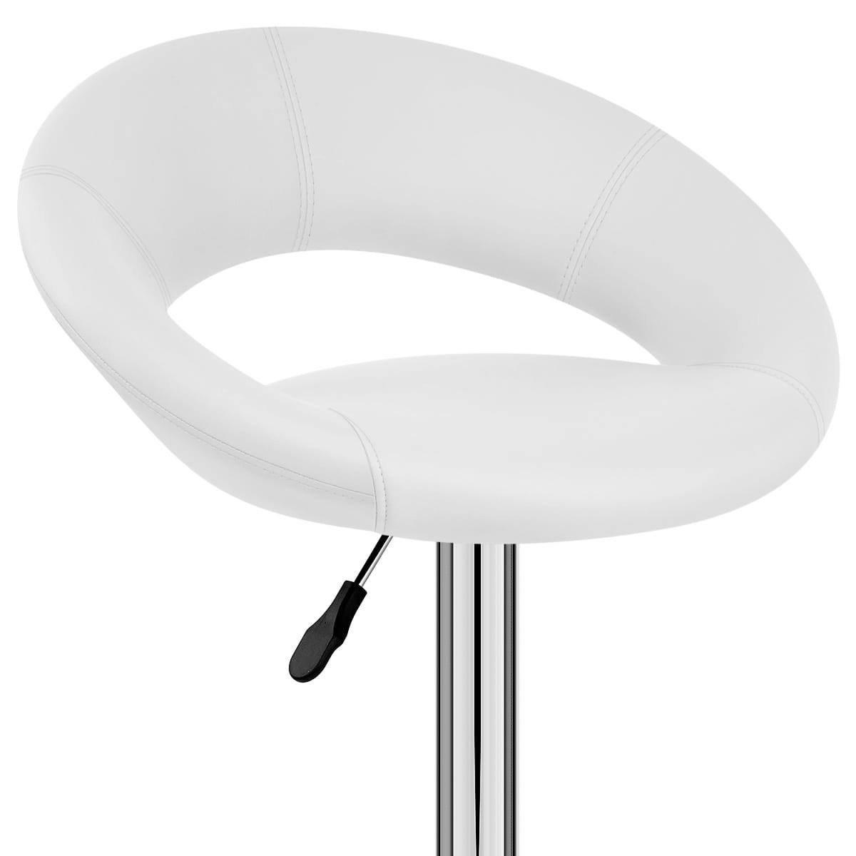 Taburete Polipiel Cromo - Creciente Acolchado Blanco