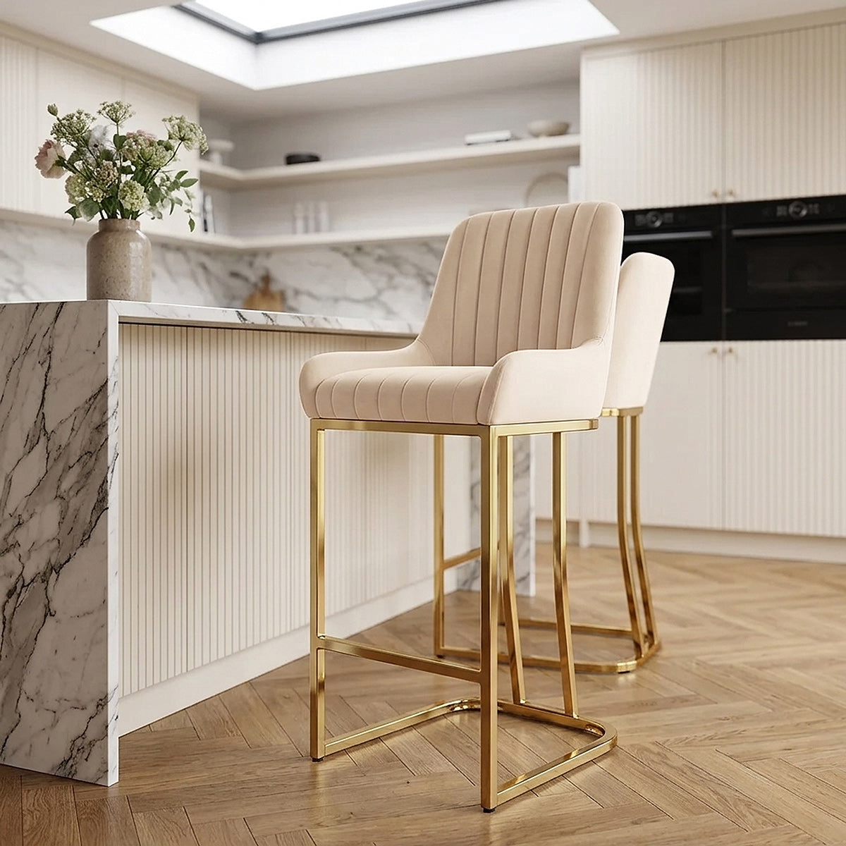 Taburete Terciopelo - Paget Crema