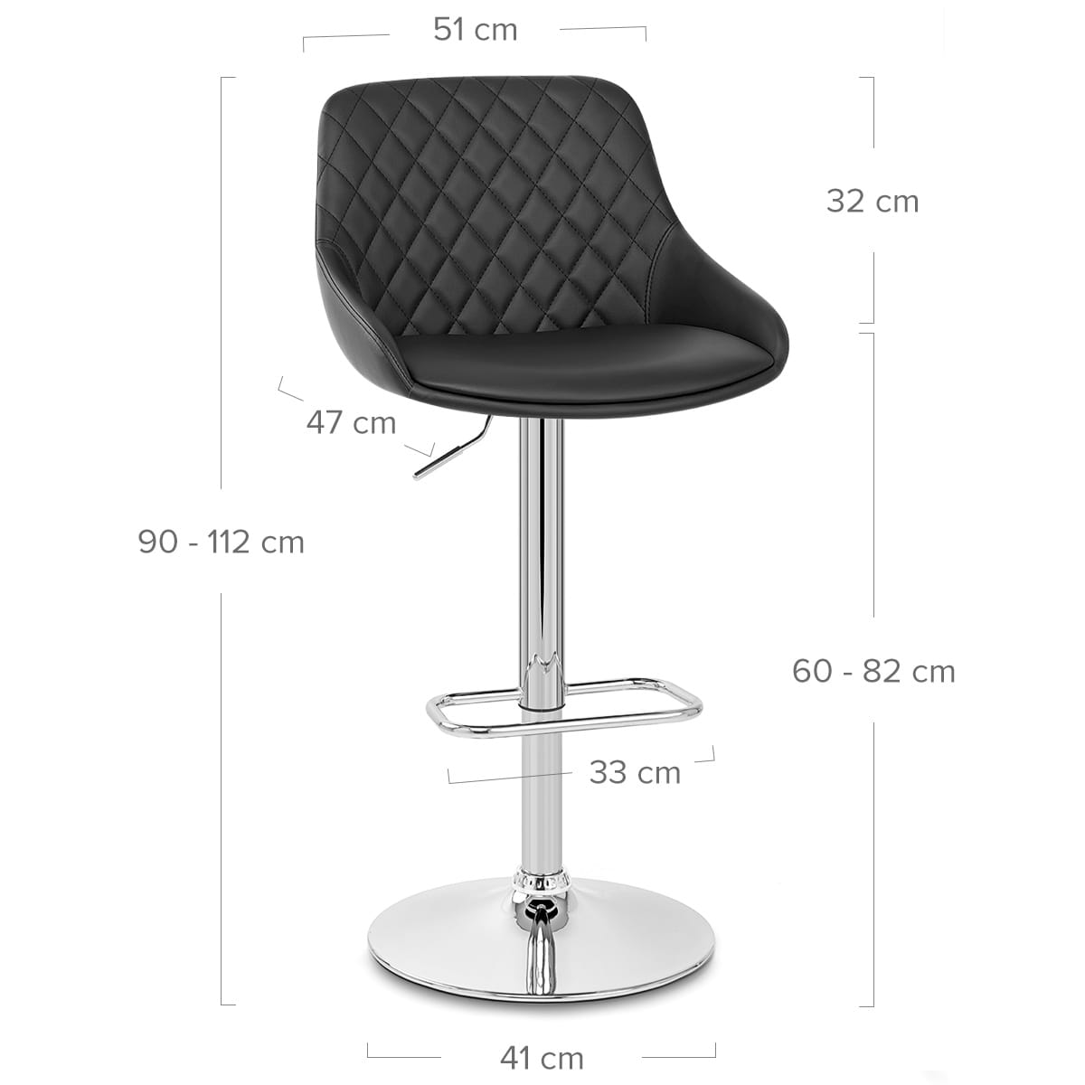 Taburete Polipiel Cromo - Palace Negro