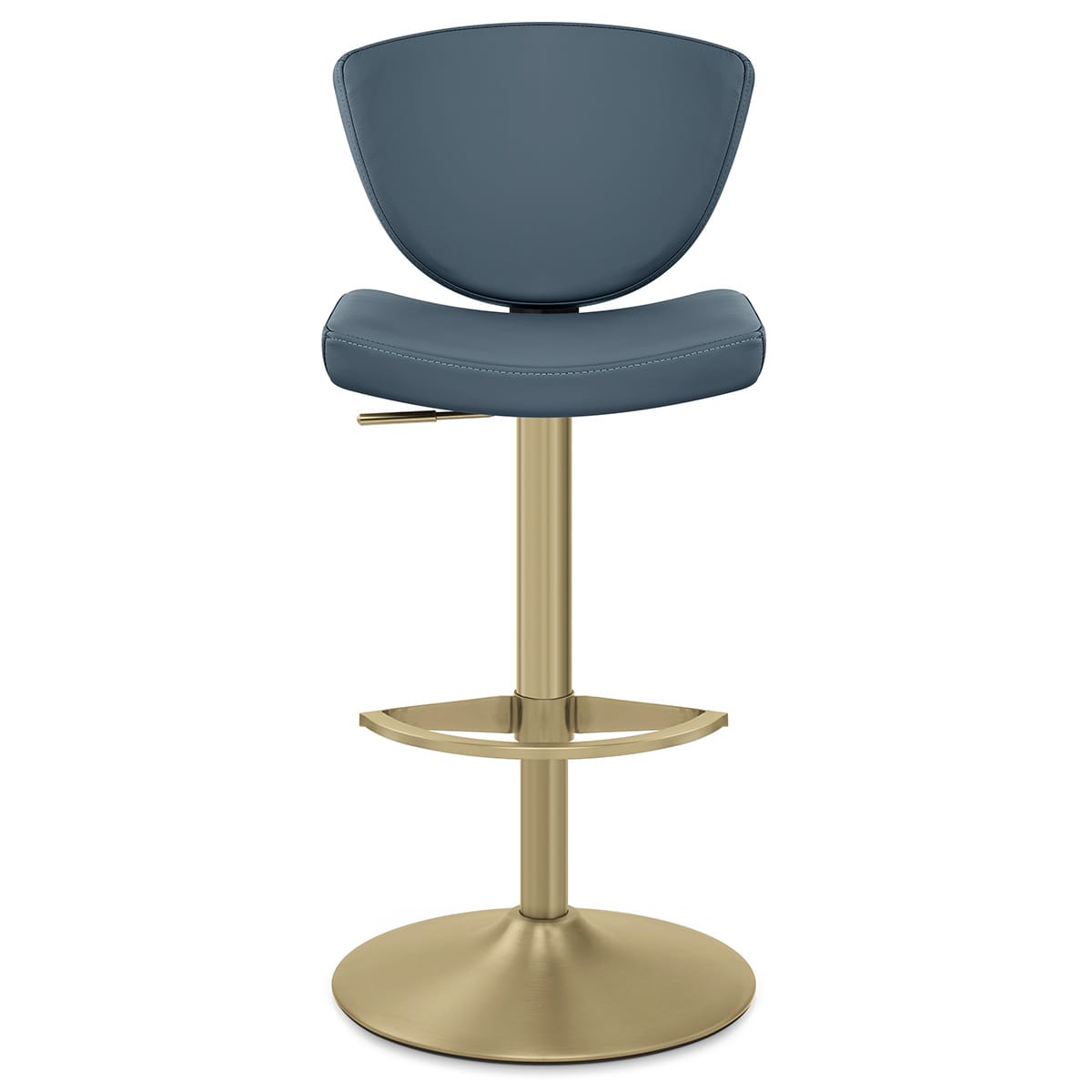 Taburete Cuero Auténtico Dorado - Pearl Azul